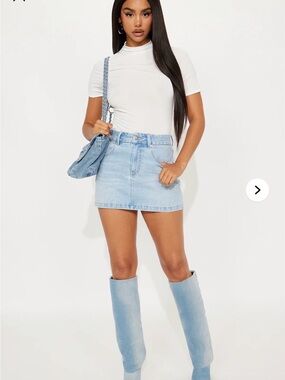 Fashion Nova Light Blue Denim Mini Skirt